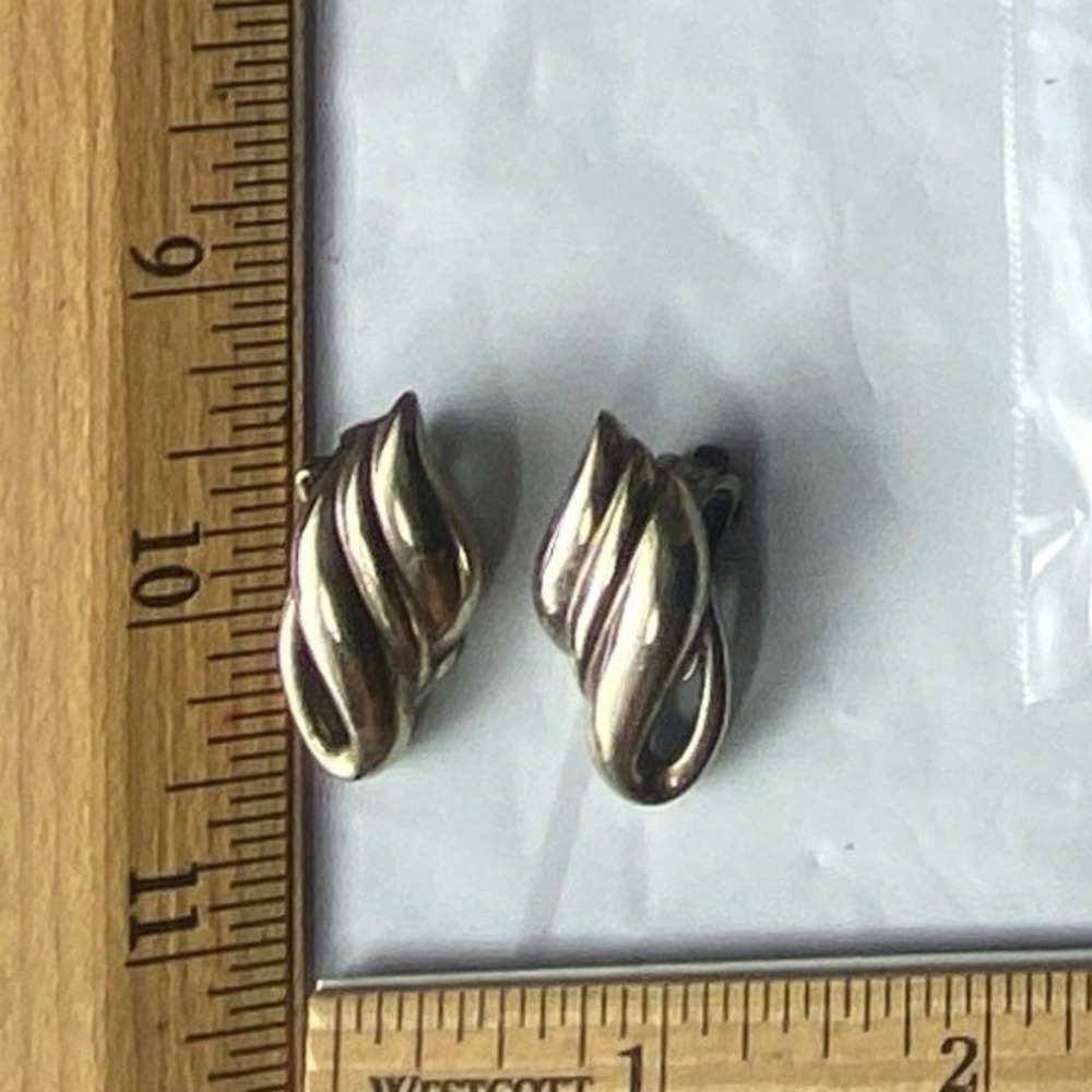 Clip On Earrings Vintage Gold Tone Twisted Design